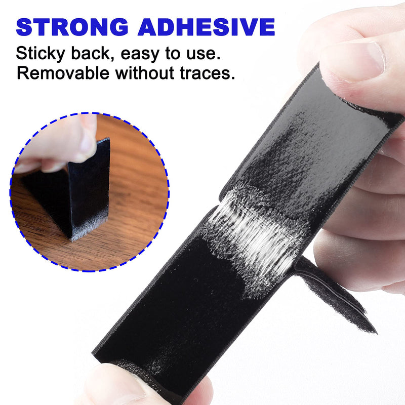  [AUSTRALIA] - 1x8 Inch Self Adhesive Hook and Loop Strips, YBWM Industrial Strength Double-Side Mounting Tapes Sticky Back Fasteners Rug Tape Picture Hanging Strips for Home and Office Use - Black, 16 Pairs