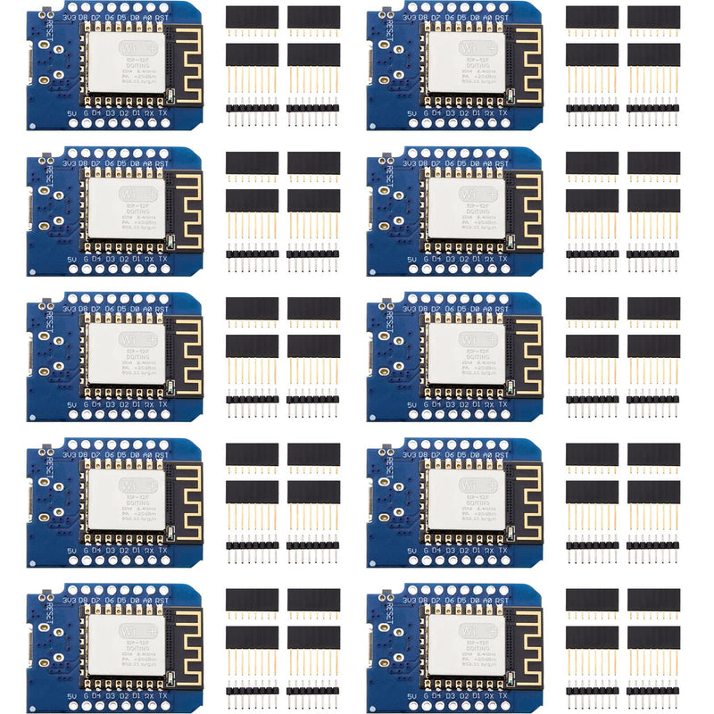  [AUSTRALIA] - 10 Pieces Development Board NodeMcu Mini Wireless D1 Module for ESP8266 ESP-12F 4M Bytes WLAN WiFi Internet Development Board Compatible with Arduino