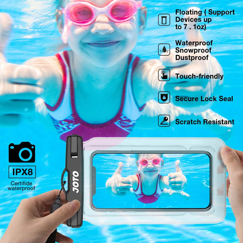  [AUSTRALIA] - JOTO Floating Waterproof Phone Pouch up to 7.0", Float Waterproof Case Underwater Dry Bag for iPhone 13 Pro Max 12 11 XS XR 8 7 Plus Galaxy Pixel for Pool Beach Swimming Kayak Travel -2 Pack,Black Black