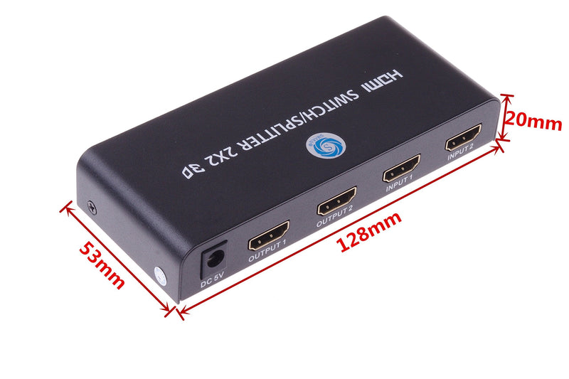  [AUSTRALIA] - SMAKN Mini 2 x 2 HDMI Switch Splitter With 2 in 2 out Supporting HDMI1.4a 3D