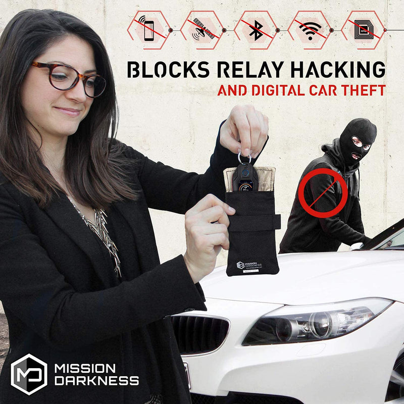  [AUSTRALIA] - Mission Darkness Faraday Bag for Keyfobs (2-Pack) // RF Shielding Protective Case for Smart Always On Keys Fobs Transmitters Small Electronics Vehicle Security Anti-Hacking Block Signal Relay