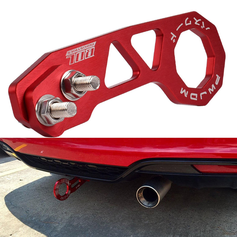  [AUSTRALIA] - EIOUMAX Rear Tow Towing Hook for Universal Car Auto Trailer Ring Aluminum Racing Trailer Hook Red
