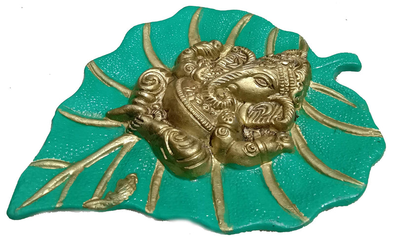 [AUSTRALIA] - Charmy Crafts Metal Ganesha On Leaf, Wall Hanging Article for Wall Decor, Wedding Gifts, Best for Housewarming, Room Decor (Aqua Green) Aqua Green