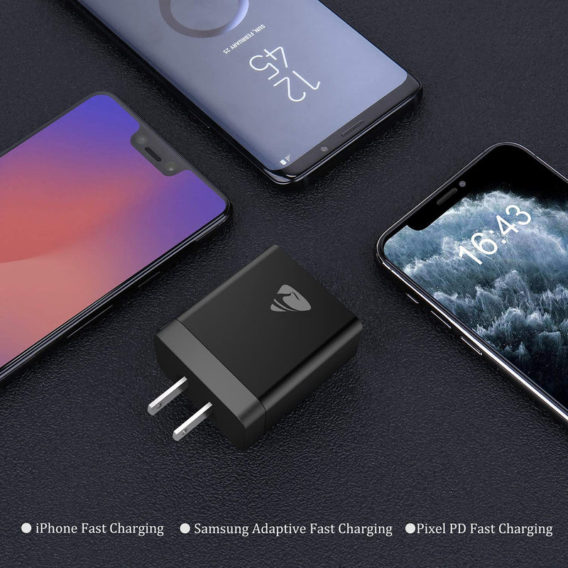  [AUSTRALIA] - USB Wall Charger Block,Aioneus 40W 4-Port Charging Block,QC 3.0 Fast USB Wall Plug for iPhone Xs/XS Max/XR/X/8/7/6,Tablets,Charging Cube with Galaxy/Note/Edge,LG,Nexus,HTC,Google Pixel,and More Black