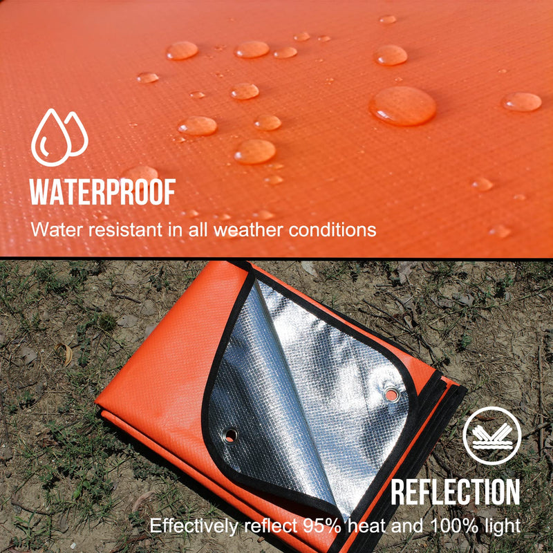  [AUSTRALIA] - Thickening Complex:LYN Multilayer Heavy Duty Emergency Survival Blanket-59.8"✖️83.9",Reflective Mylar Waterproof Windproof Thermal,for Rescue,Car Camping,Hiking,Bushcraft,Snowfield&Mountaineering. Orange - 2