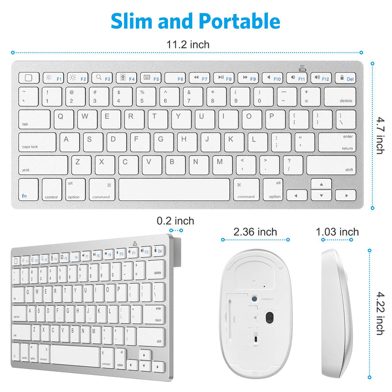  [AUSTRALIA] - OMOTON iPad Keyboard and Mouse Combo, Wireless Bluetooth Keyboard Mouse for iPad Pro 12.9/11, iPad 8th/7th Gen, iPad Air 4, All iPad (iPadOS 13 and Above), and Other Bluetooth Enabled Devices, White