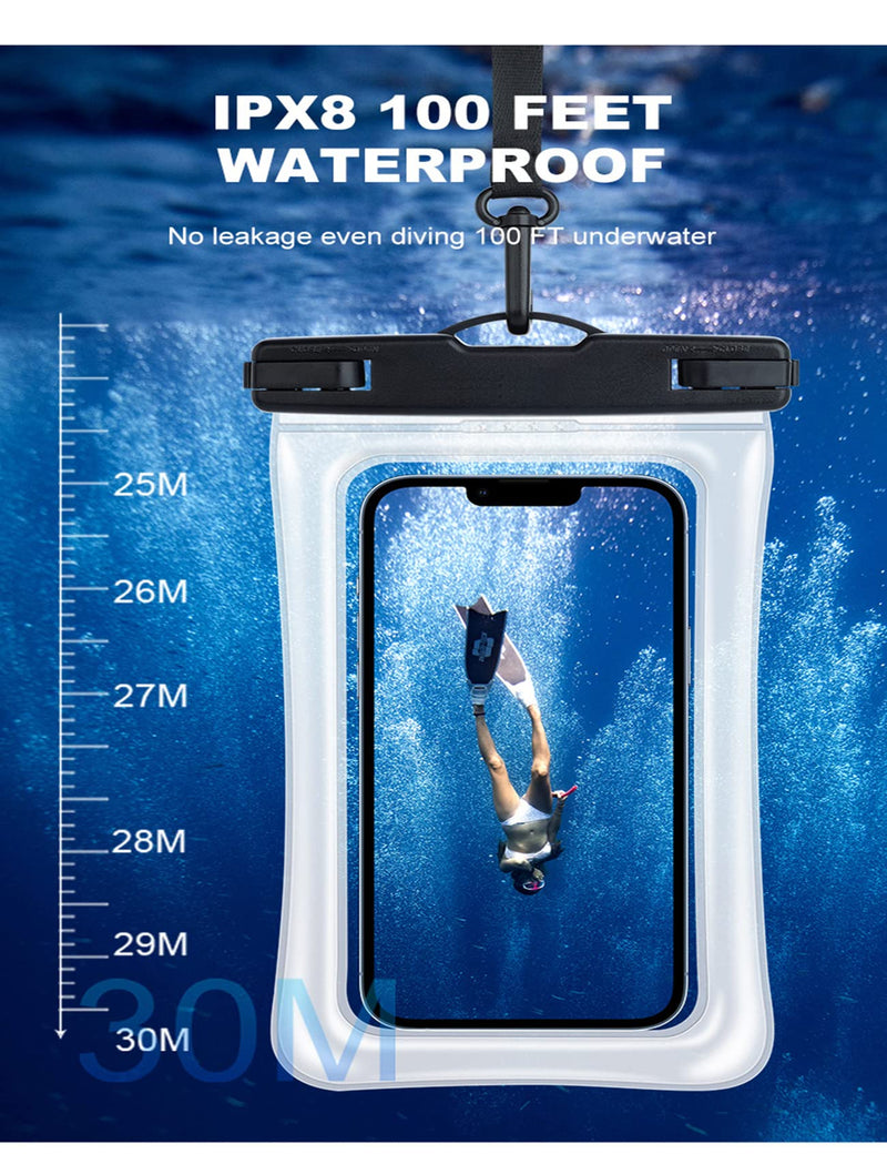  [AUSTRALIA] - [Anti-Lost] Waterproof Phone Pouch Case - [Easy Lock & Float] [2 Pack] IPX8 Water Proof Cell Phone Dry Bag for iPhone 14 13 12 11 X Pro Max Plus Mini, S22 S21 Ultra, More 4-7" Cellphones, Transparent