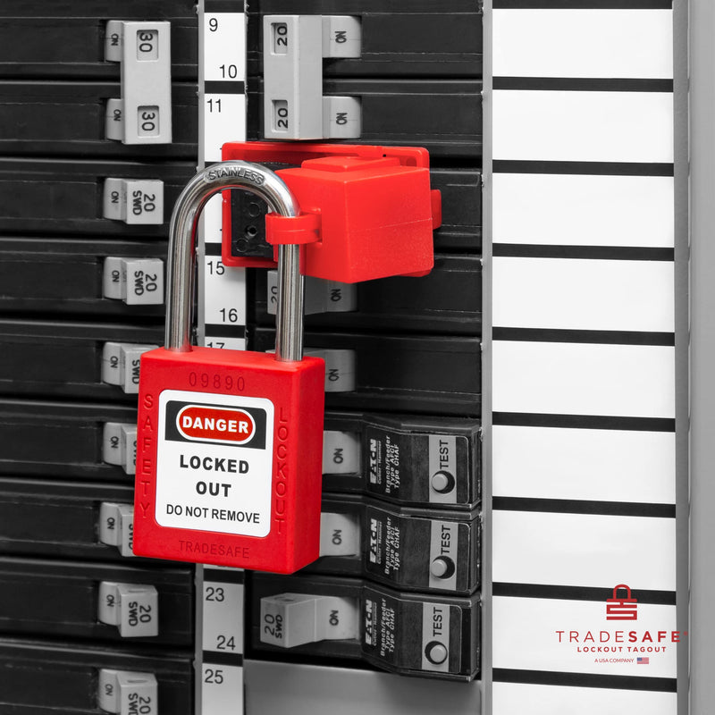  [AUSTRALIA] - TRADESAFE Lockout Tagout Locks, 7 Safety Locks Keyed Differently, Lock Out Tag Out Safety Padlocks, 1 Key Per Lock, Red, Lockout Tagout Kit Refill, Industrial Safety Brand and Company 7-Red