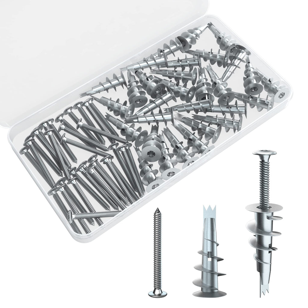  [AUSTRALIA] - Zinc Self Drilling Drywall Anchors with Screws Kit,80PCS Wall Anchors and Screws for Drywall - 40 Heavy Duty Metal Wall Anchors&40#8 x 1-1/4'' Screws, No Pre Drill Hole Required-Upto 75lbs (40 Pack) Zinc-80PCS