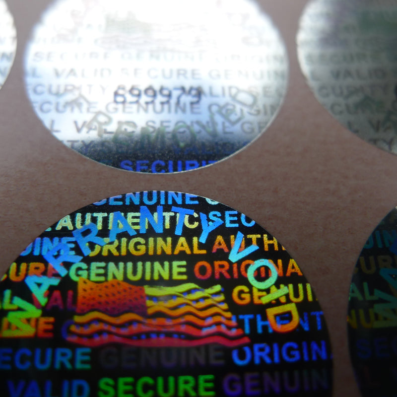 100 Round Bright Silver Hologram Sequentially Numbered Tamper Evident Security Labels/Stickers - LeoForward Australia