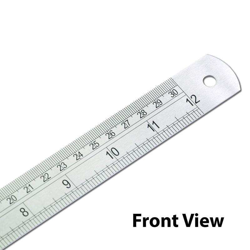  [AUSTRALIA] - VINCA SSRA-12 Stainless Steel Office Drawing Ruler 0-12 Inch 0-30cm with Conversion Table Measuring Tool 12 inch (Single Pack)