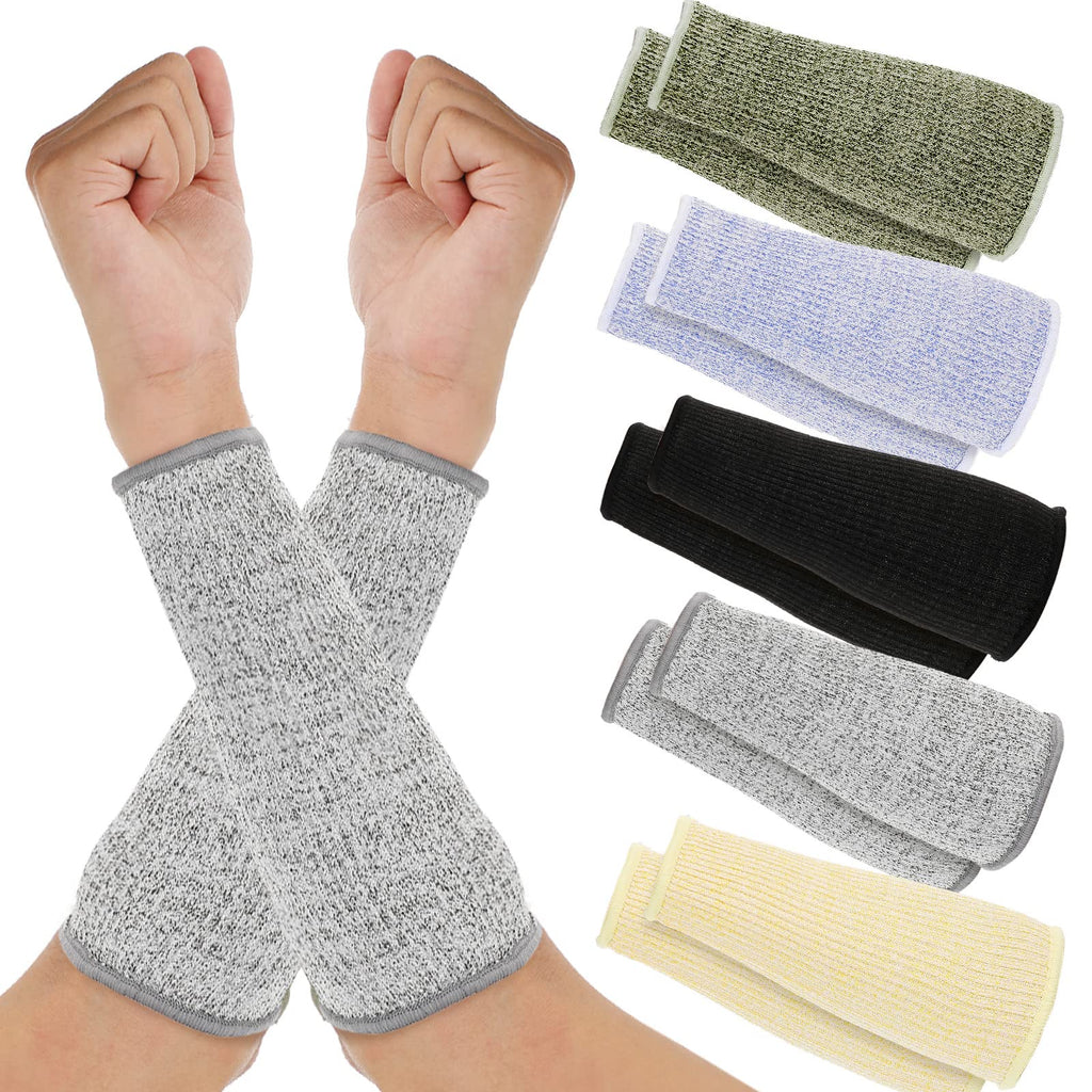  [AUSTRALIA] - 5 Pairs Cut Burn Resistant Sleeves Arm Protection Sleeves Forearm Arm Protectors Thin Skin Bruising Arm Guards Multicolored