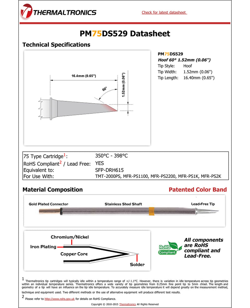  [AUSTRALIA] - Thermaltronics PM75DS529 Hoof 60deg 1.52mm (0.06in) interchangeable for Metcal SFP-DRH15