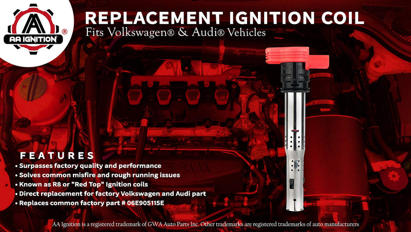Ignition Coil Pack - Replaces 06E905115E - Compatible with Audi & Volkswagen Vehicles - LeoForward Australia