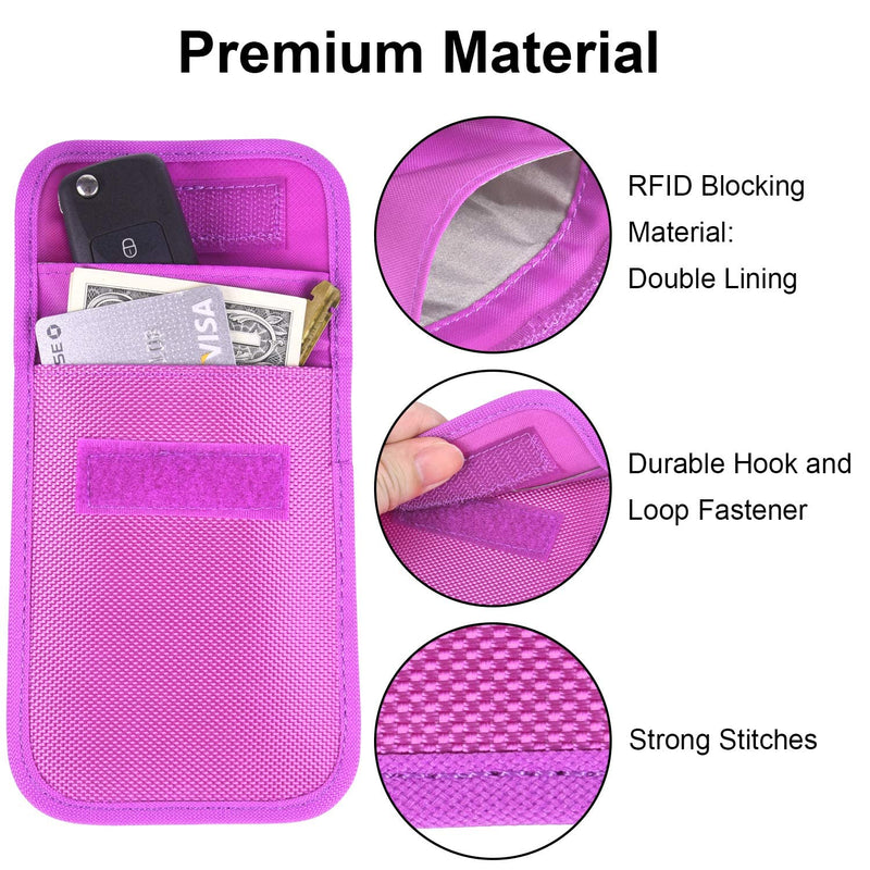  [AUSTRALIA] - Wisdompro Faraday Bag for Phones and Faraday Key FOB Protector Bundle - Purple