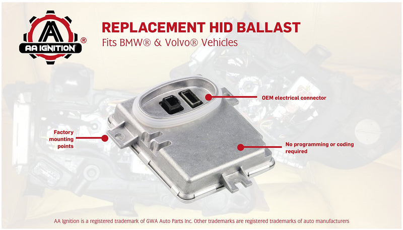 HID Xenon Headlight Ballast - Control Unit Module - Replaces 63126948180, W3T13271, 6261110499 - Compatible with BMW, Volvo Vehicles - 323i, 325i, 325xi, 328i, 328xi, 330i, 330xi, 335i, S80, V70, XC70 - LeoForward Australia