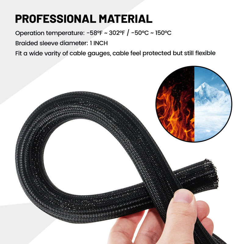  [AUSTRALIA] - RED WOLF 1/4” x 10FT Cable Sleeves Cord Management Braided Wire Loom Sleeving Protector Wiring Cable Cover Flexible Self-Wrap for Automotive Home Office Anti-Scratch High-Temperature Black 1/4" X 10FT