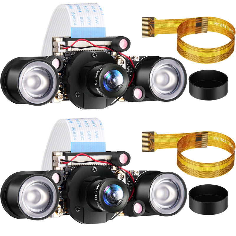  [AUSTRALIA] - 2 Sets for Raspberry PI Camera 1080P Webcam 5MP OV5647 Sensor Day and Night Vision IR-Cut Video Camera Focus Adjustment for Raspberry Pi RPi 4 3 B B+ 2B 3A+ 2 1 Camera