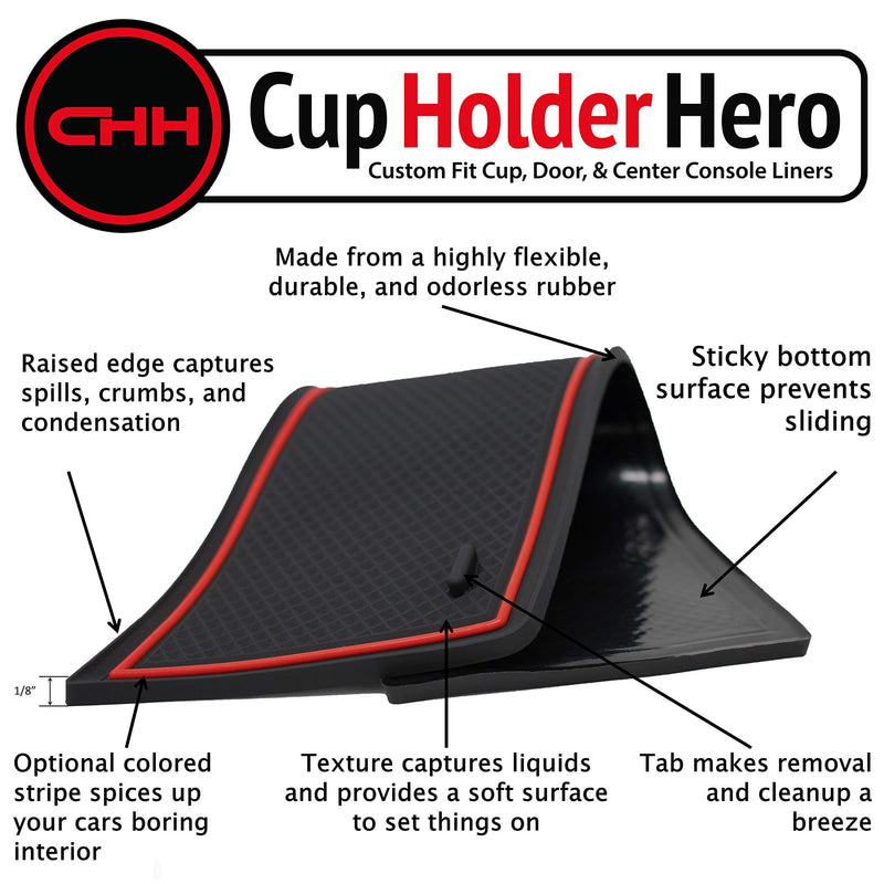  [AUSTRALIA] - CupHolderHero for Honda Pilot 2016-2020 Custom Liner Accessories – Premium Cup Holder, Console, and Door Pocket Inserts 31-pc Set (Red Trim) Red Trim