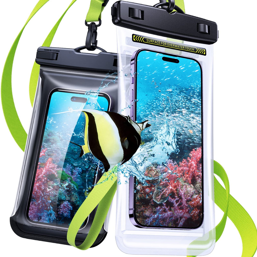  [AUSTRALIA] - Humixx Waterproof Phone Pouch, Cruise Essentials 2-Piece Set, Beach Vacation Kayak Accessories Must Haves, for Travel with Phone Lanyard (1 Sponge Phone case + 1 Touchscreen-Compatible Phone case)