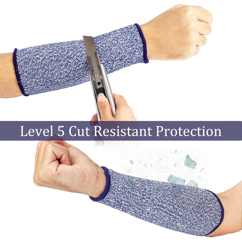  [AUSTRALIA] - 5 Pairs Cut Resistant Arm Sleeve Forearm Protection Sleeves Level 5 Protection Bite-Proof Arm Protectors Safety Arm Guard for Men Women(21CM)
