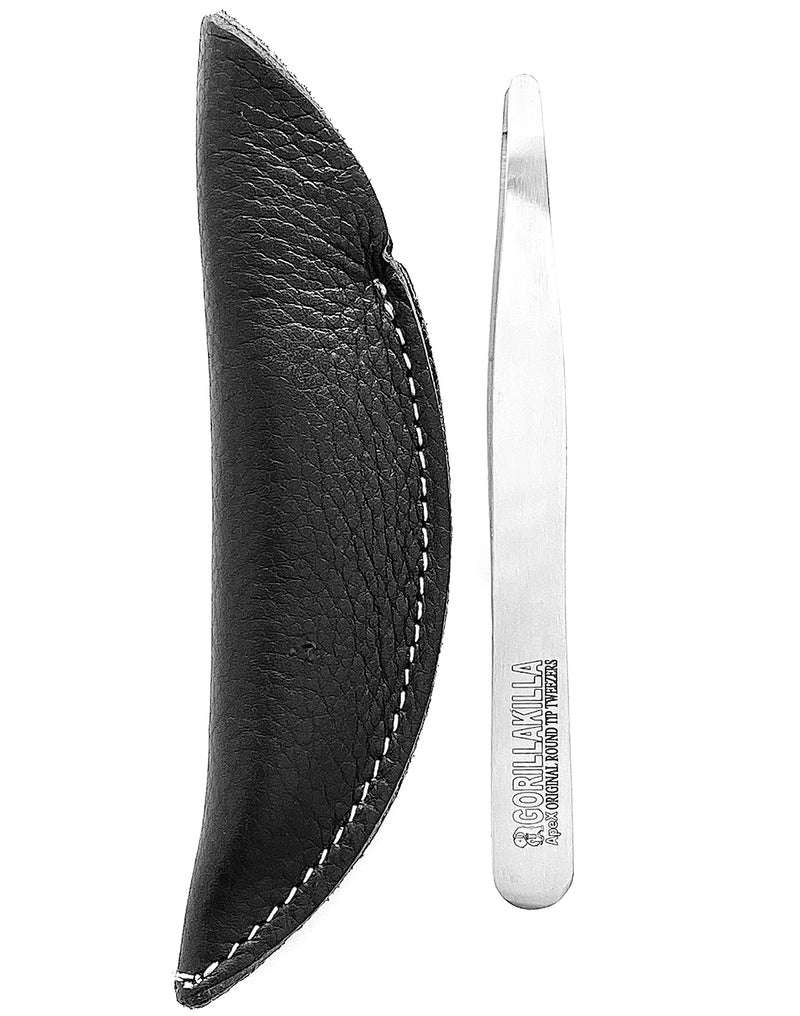 ApeX Original Round Tip Tweezers w Leather Sheath Guaranteed for Life by Gorillakilla Made in USA - LeoForward Australia
