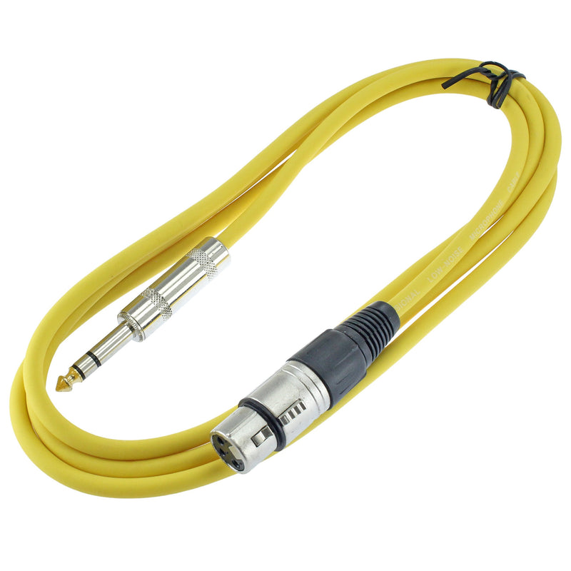  [AUSTRALIA] - MCSPROAUDIO 1/4" TRS to 3 Pin XLR Female Pro Audio Patch Cable Balanced and Shielded (6 Foot Feet ft Long, Yellow) 6 ft long