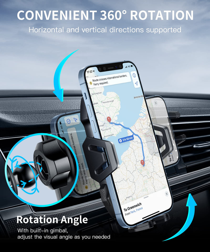  [AUSTRALIA] - MOBOSI Phone Mount for Car, Air Vent Cell Phone Holder, [Never Fall Off & Thick Cases Friendly] with Adjustable Clip Compatible with iPhone, Samsung and All 4.7"-7.0'' Smartphones, Black