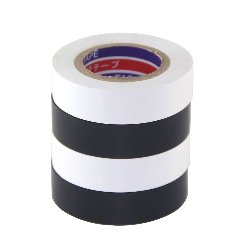  [AUSTRALIA] - FOMMEN Color Guard Tape 4 Pack PVC Electrical Glue Tape, 66 Feet 0.7 Inch Black and White Insulation Tape