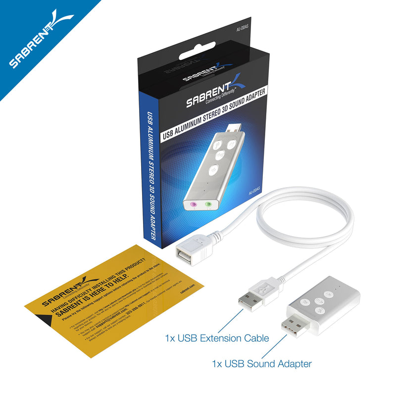  [AUSTRALIA] - SABRENT Aluminum USB External 3D Stereo Sound Adapter for Windows and Mac. Plug and Play No Drivers Needed. [Silver] (AU-DDAS) Silver