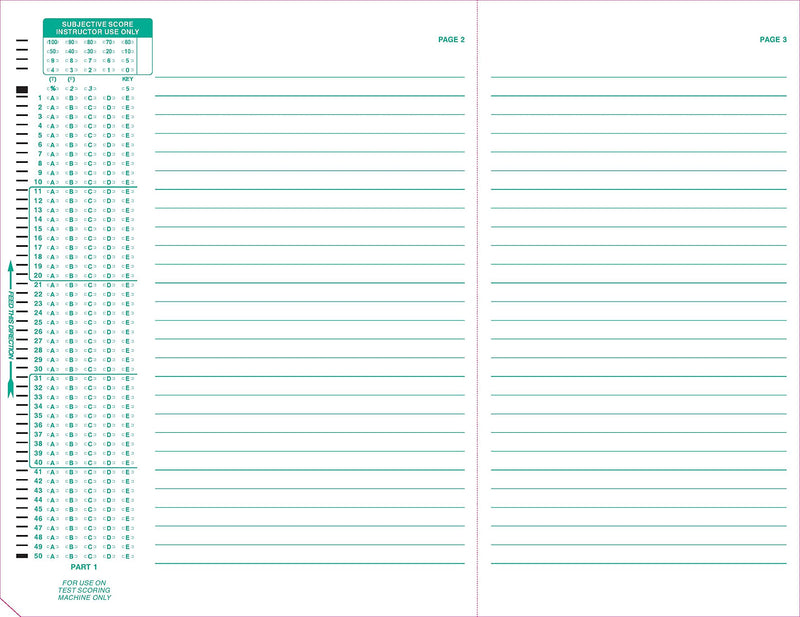  [AUSTRALIA] - TEST-886E 886-E 100 Question Compatible Testing Forms (50 Sheet Pack) 50 Sheet Pack TEST-886E