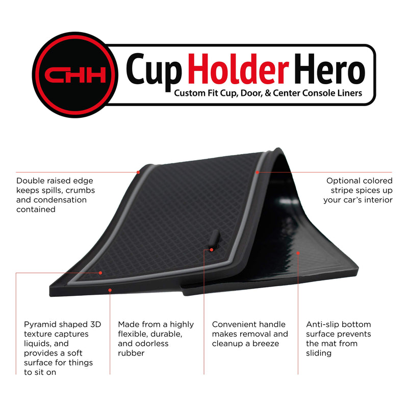  [AUSTRALIA] - CupHolderHero for Dodge Challenger 2015-2020 Custom Liner Accessories - Premium Cup Holder, Center Console, and Door Pocket Inserts 11-pc Set (Gray Trim) Gray