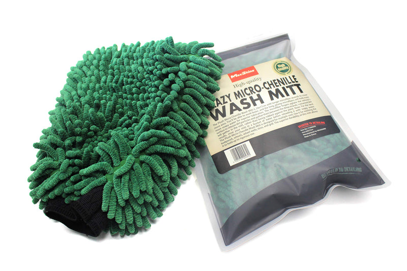  [AUSTRALIA] - Maxshine Crazy Premium Chenille Microfiber Wash Mitt Scratch Free,Green,for Car Window Cleaning