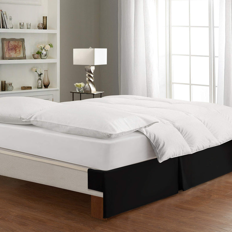  [AUSTRALIA] - Bed Maker's Tailored Wrap-Around Bedskirt Never Lift Your Mattress Classic 14” Drop Length Pleated Styling, Black, California King