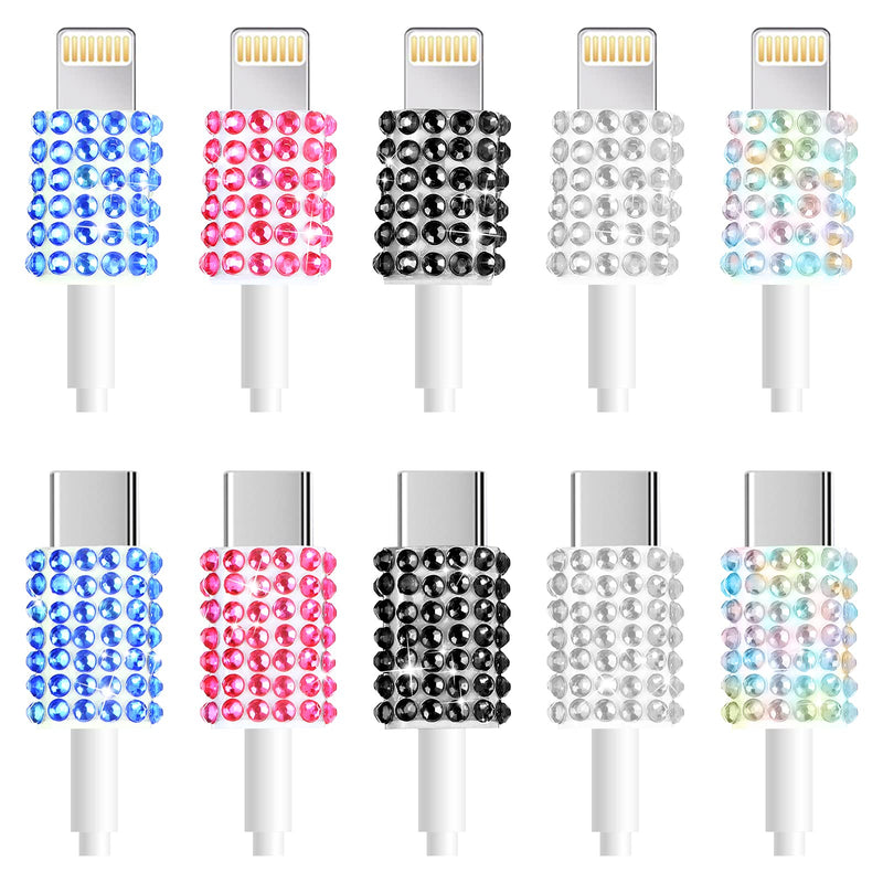  [AUSTRALIA] - Outus 10 Pieces Rhinestones Wall Charger Stickers Bling Handmade USB Charger Crystal Decorations Artificial Diamond Charger Sticker Compatible with iPhone iPad Plug Power Adapter DIY for Women