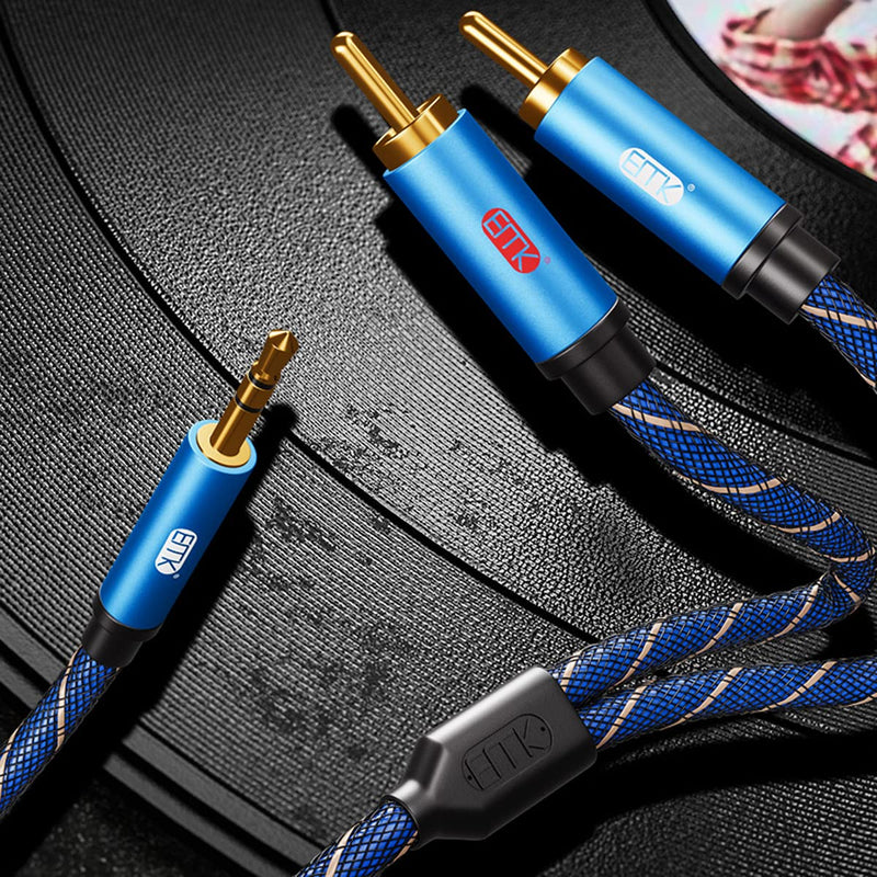 3.5mm Aux to RCA Stereo Splitter Cable[Nylon Braided,Durable and Flexible] EMK Audio Y Adapter Cable - Top Blue Series (3.3Feet/1M) 3.3Feet/1M - LeoForward Australia