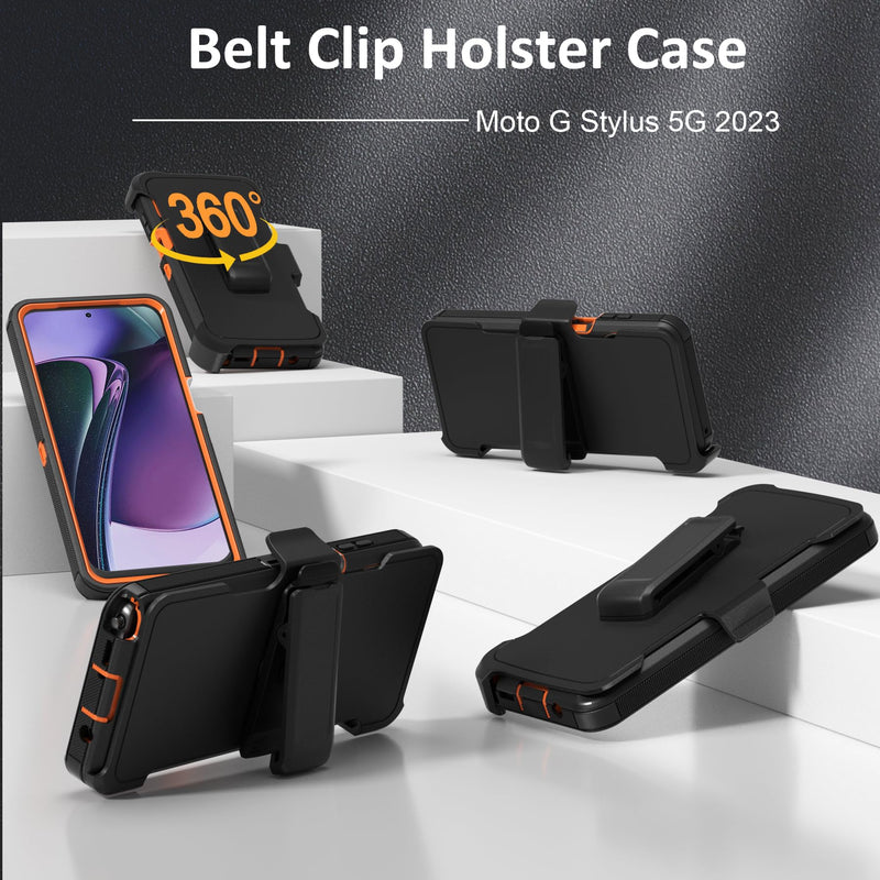  [AUSTRALIA] - TMIDVFV Compatible with Moto G Stylus 5G 2023 Case, with Belt Clip Holster Heavy Duty Rugged Shockproof Full Body Protection Kickstand Cover for Moto G Stylus 5G 2023 Phone (Orange) Orange
