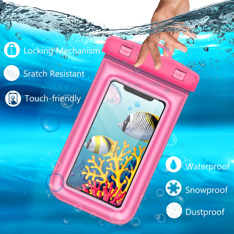  [AUSTRALIA] - FYJLXF Universal Waterproof Case for Beach, Large Floating Waterproof Phone Pouch, Underwater Case Clear Cellphone Dry Bag Outdoor Beach Swimming Snorkeling Bag for Smartphone up to 6.9 Inch (Pink) Pink