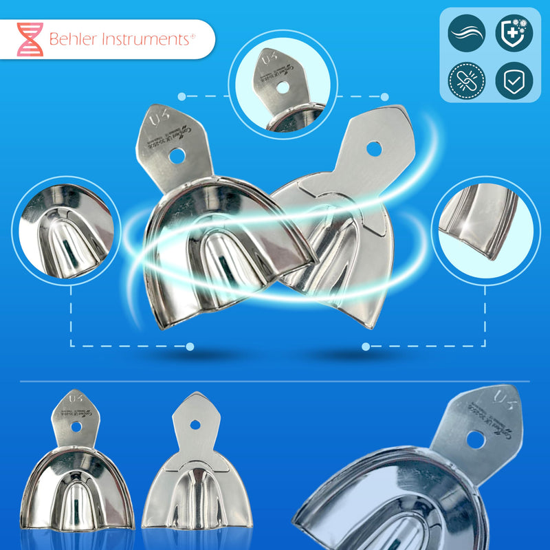  [AUSTRALIA] - Dental Individual Impression Trays, Non-Perforated, Serrated, High-Strength Stainless Steel - Dental Care Sets - Essential Instrument for Dentists (Upper Jaw U3/M) Superior U3/M