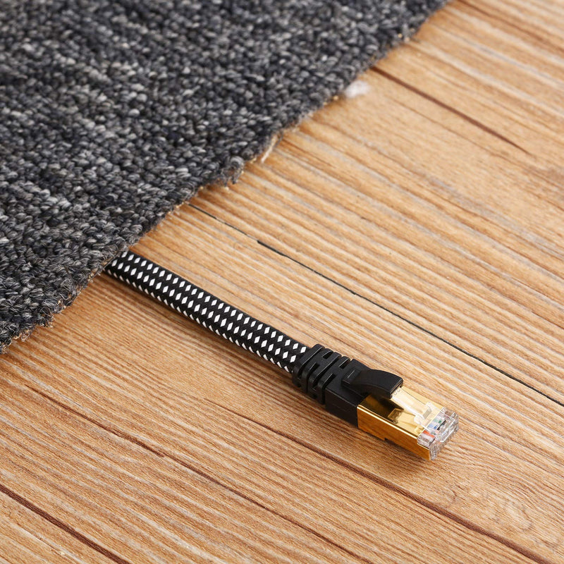 Cat 7 Ethernet Cable, DanYee Nylon Braided 10ft High Speed Network Cable LAN Cable Wires CAT 7 RJ45 Ethernet Cable Cord 3ft 10ft 16ft 26ft 33ft 50ft 66ft 100ft (Black 10ft) Black - LeoForward Australia