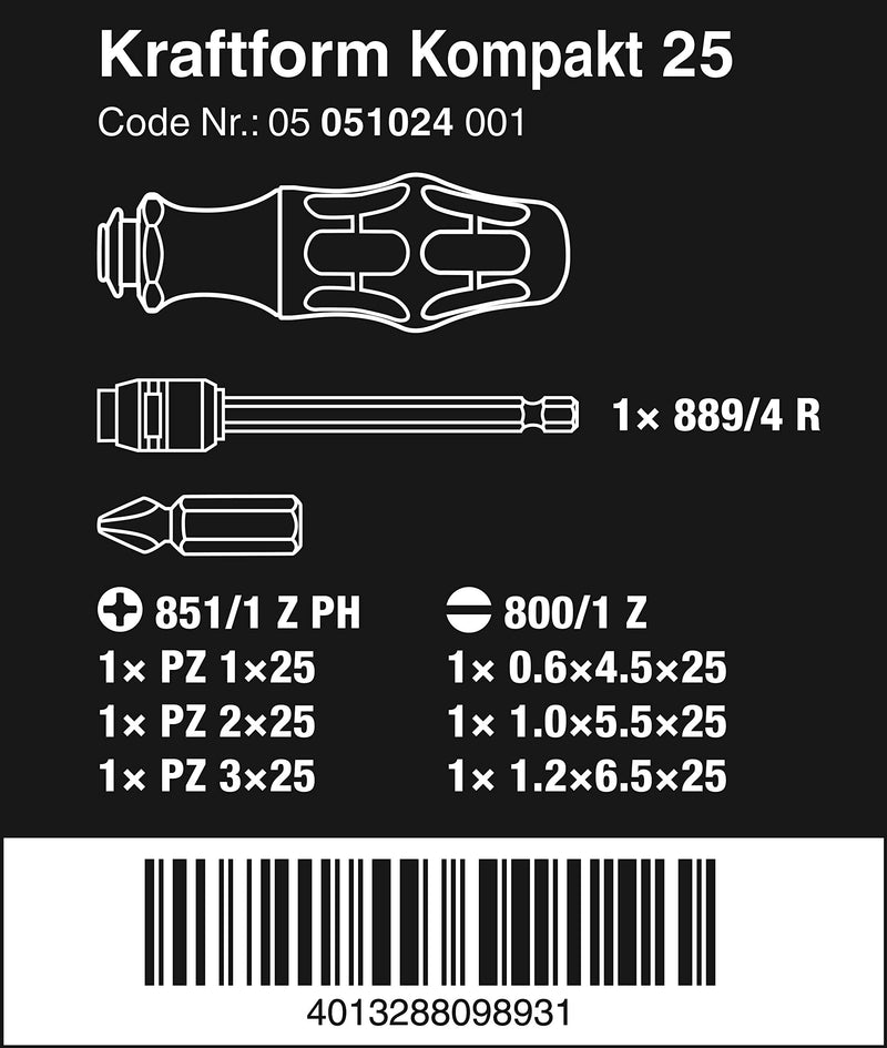  [AUSTRALIA] - Wera 051024 Kraftform Kompakt 25 Pouch Set