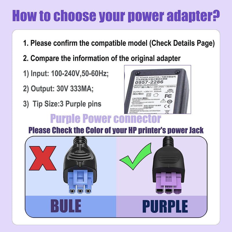  [AUSTRALIA] - Burflo 30V 333mA Ac Adapter for Hp 0957-2286 Deskjet 1000 1050 1051 1055 1056 2000 2050 3000 3050 3050A 3051A 3052A 3054 3510 3512 Printer Series J110A J310A J410 J410E J510 J611 0957-2290 0957-2398