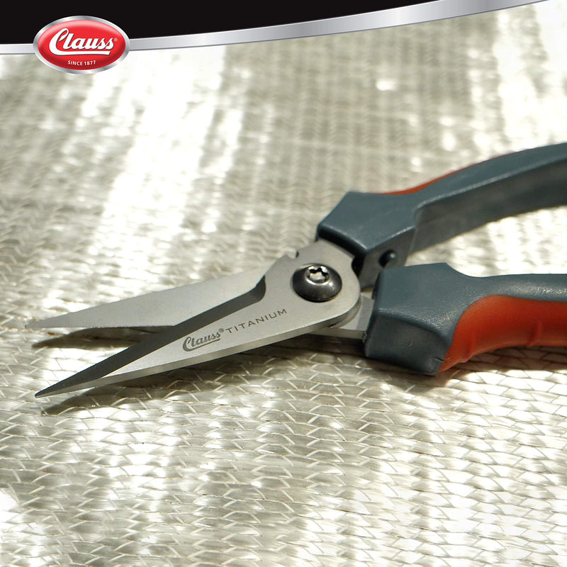  [AUSTRALIA] - Clauss 8" Titanium Snips with Wire Cutter, Spring-Assist, Serrated Blades, Gray (18039)