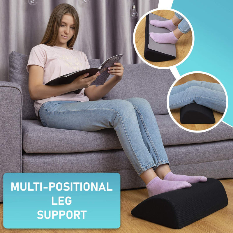 Foot Rest Under Desk Cushion - Teardrop Curve Design - Ergonomic Pad for Extra Leg Support - Breathable Mesh Cover - Non-Slip Bottom - Foot Stool for Home and Office - LeoForward Australia