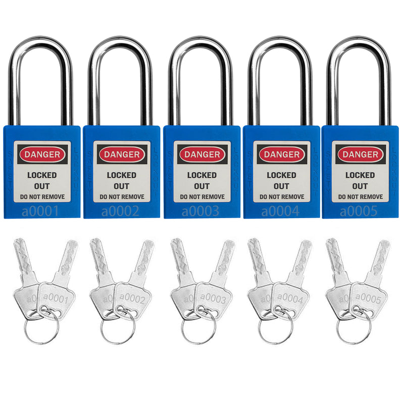  [AUSTRALIA] - Lockout Tagout Lock 5pcs Set Loto Product Padlocks for Lock Out Tag Out Stations and Devices (Blue, Key Alike) Blue