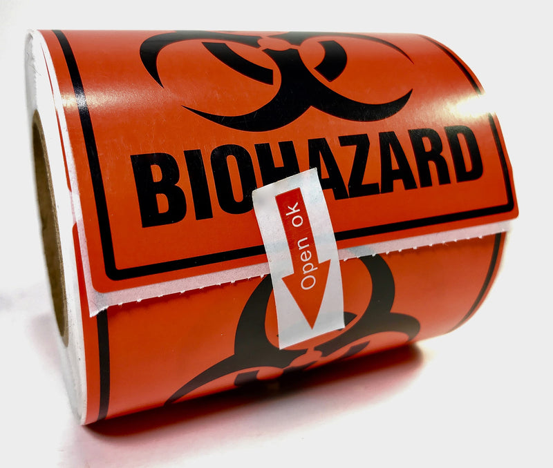 Biohazard 3" x 3" Perforated Labels / Stickers 250 Count Roll. Fluorescent Red-Orange Hazmat Warning Safety Decal - LeoForward Australia