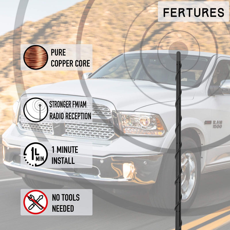  [AUSTRALIA] - KSaAuto Antenna fits for Dodge Ram 1500 2500 3500 2009-2023,16 inches Flexible Rubber Antenna Replacement, Spiral Antenna Designed for Optimized FM/AM Reception