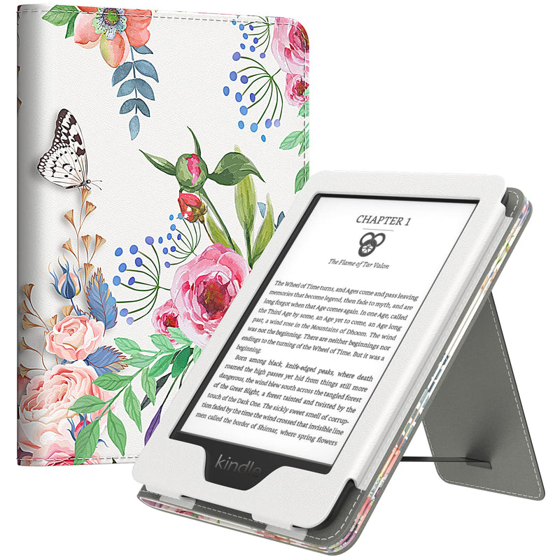  [AUSTRALIA] - MoKo Case Fits All-New 6" Kindle(11th Generation, 2022 Release)/ Kindle(10th Gen,2019)/Kindle(8th Gen, 2016), Ultra Lightweight PU Shell Cover with Auto Wake/Sleep for Kindle 2022, Fragrant Flowers