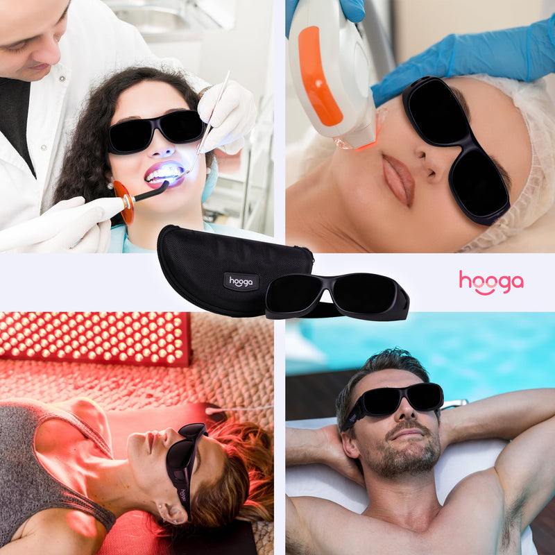  [AUSTRALIA] - hooga Red Light Therapy Glasses, Eye Protection Glasses for Red Light Therapy, One Size Fits Most, Glasses for Women and Men. Reduce Brightness from Red Near Infrared Light. Polycarbonate Lens.