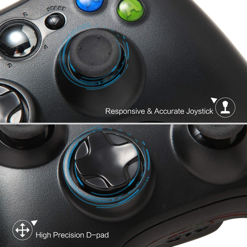 [AUSTRALIA] - Wireless Controller for Xbox 360 Controller, Crifeir Wireless Controller Gamepad Joystick for Xbox 360&360Slim (Black) Black